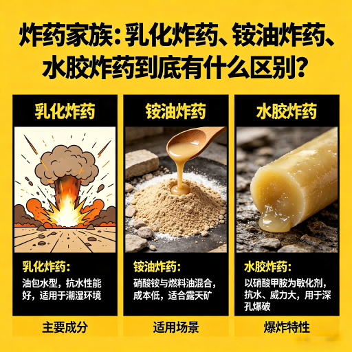 宣化炸药家族：乳化炸药、铵油炸药、水胶炸药到底有什么区别？